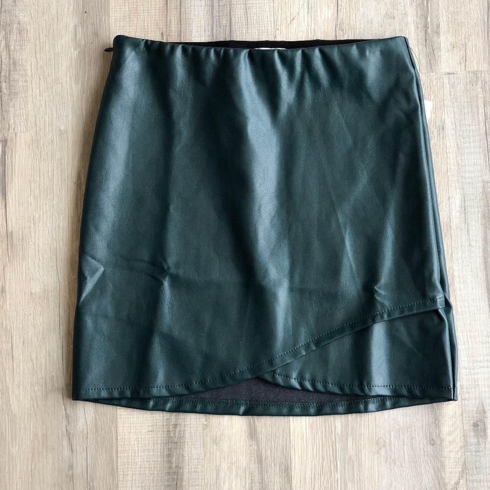 Jade Green Vegan Leather Miniskirt